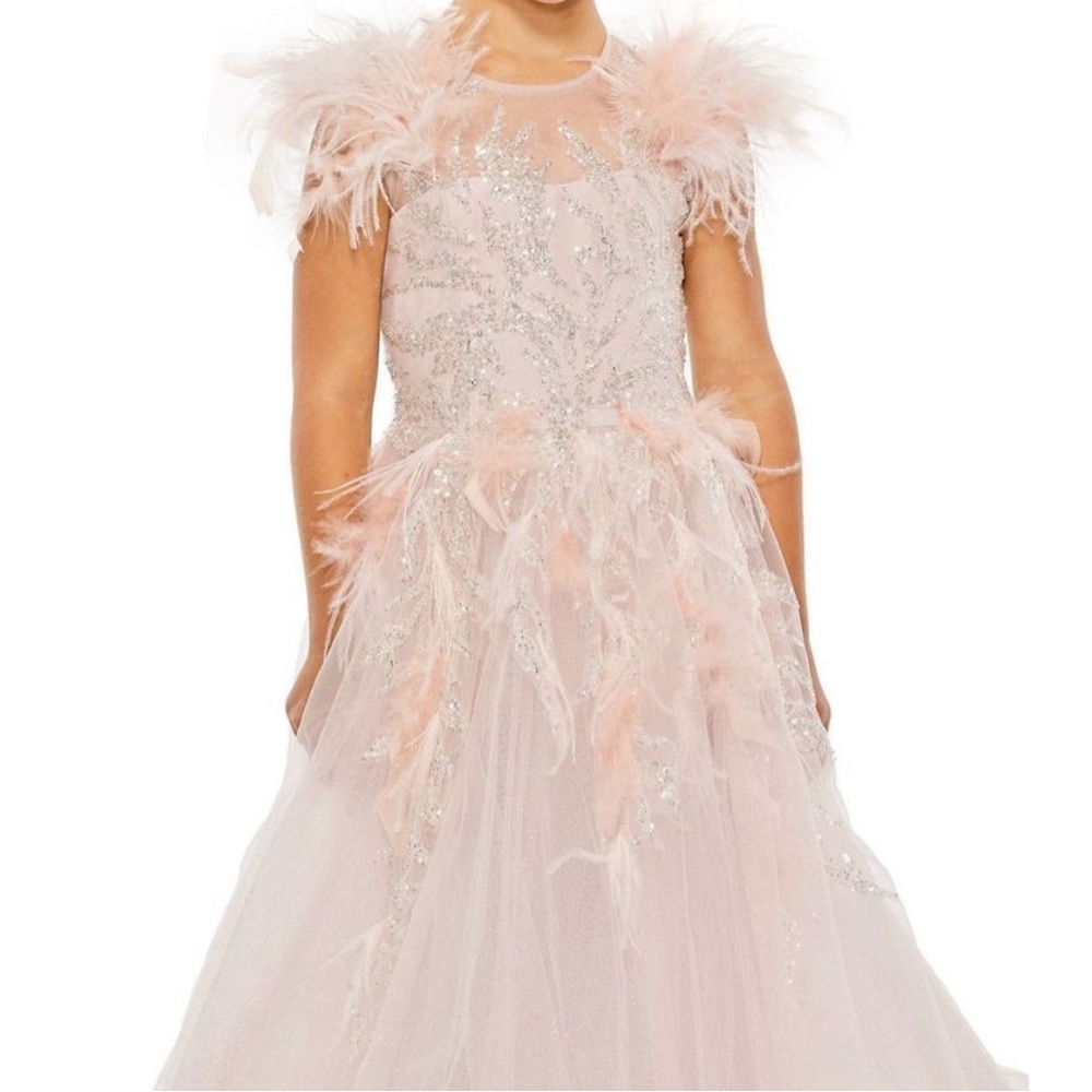 Mac Duggal Pink and Silver Formal Kids Dress